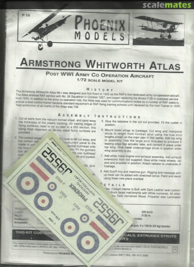 Boxart Armstrong Whitworth Atlas Mk.1 P14 Phoenix Models