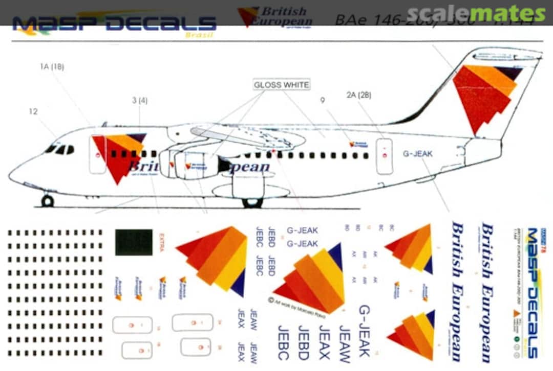 Boxart British Aerospace 146-200A, 146-200 MASP44-078 MASP Decals Boxart British Aerospace 146-200A, 146-200 MASP44-078 MASP Decals