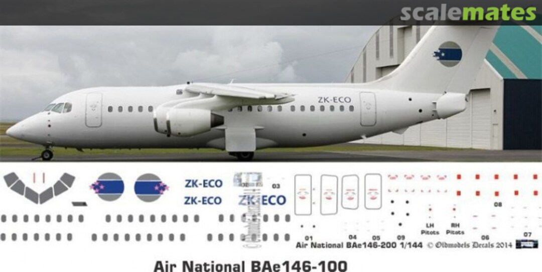 Boxart Air National BAe146-200 OMD0592 Oldmodels Decals Boxart Air National BAe146-200 OMD0592 Oldmodels Decals