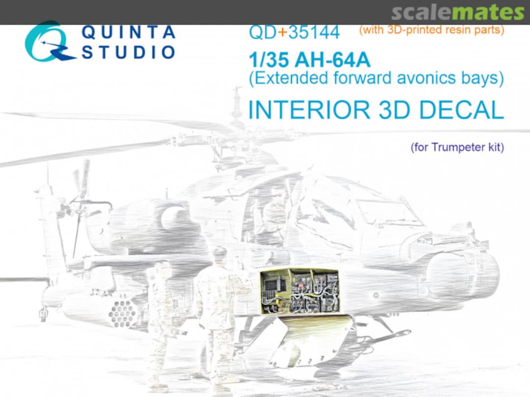 Boxart AH-64A (Extended forward avionics bays) interior 3D decals (with 3D-printed resin parts) QD+35144 Quinta Studio Boxart AH-64A (Extended forward avionics bays) interior 3D decals (with 3D-printed resin parts) QD+35144 Quinta Studio
