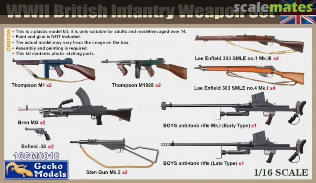 Boxart WWII British Infantry Weapon Set 16GM0018 Gecko Models