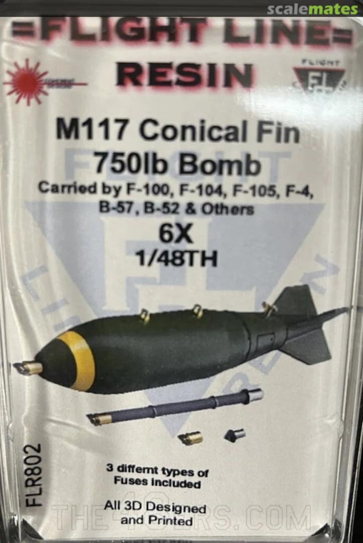 Boxart M117 Conical fin 750lb Bomb (6 ea) FLR802 Flight Line Resin
