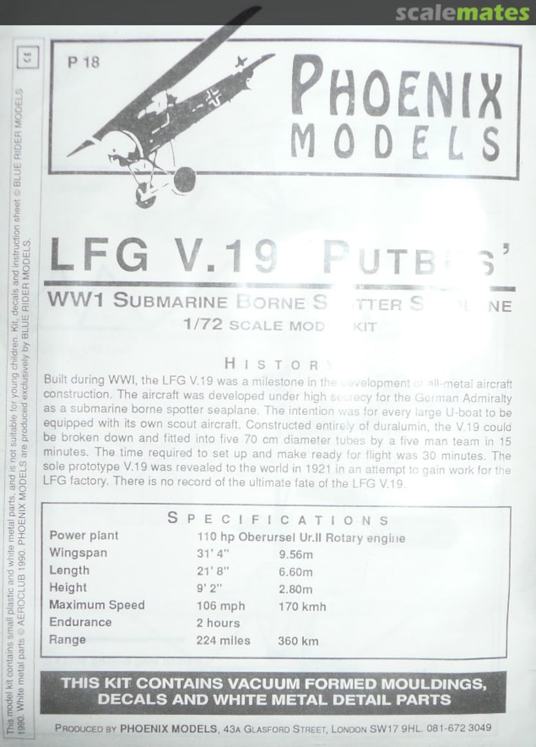Boxart L.F.G. V.19 Putbus BRP18 Phoenix Models Boxart L.F.G. V.19 Putbus BRP18 Phoenix Models