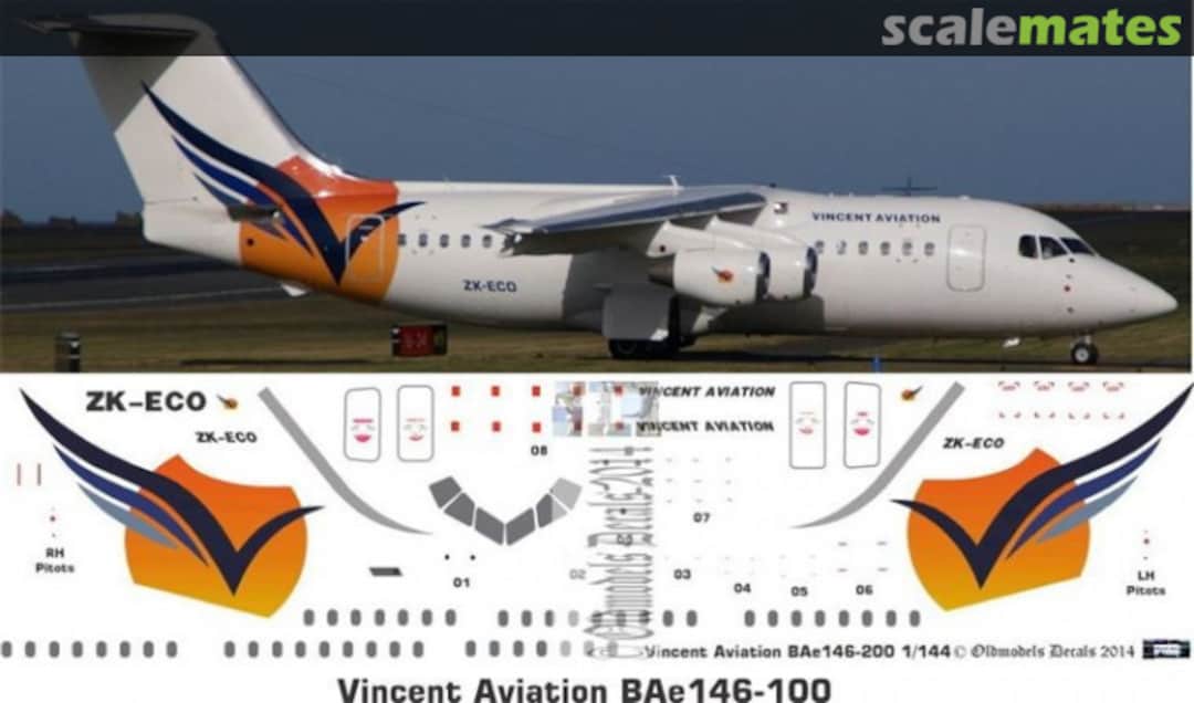 Boxart Vincent Aviation BAe146-200 OMD0594 Oldmodels Decals Boxart Vincent Aviation BAe146-200 OMD0594 Oldmodels Decals