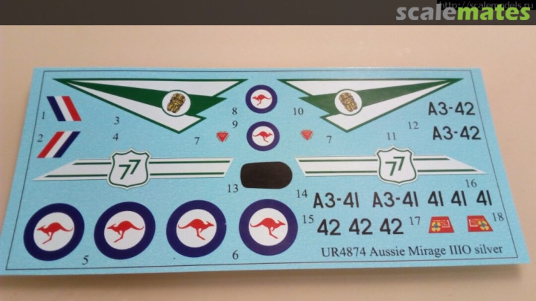 Boxart Mirage IIIO Aussie Silver-Green without stencils UR3271 UpRise Decal Boxart Mirage IIIO Aussie Silver-Green without stencils UR3271 UpRise Decal