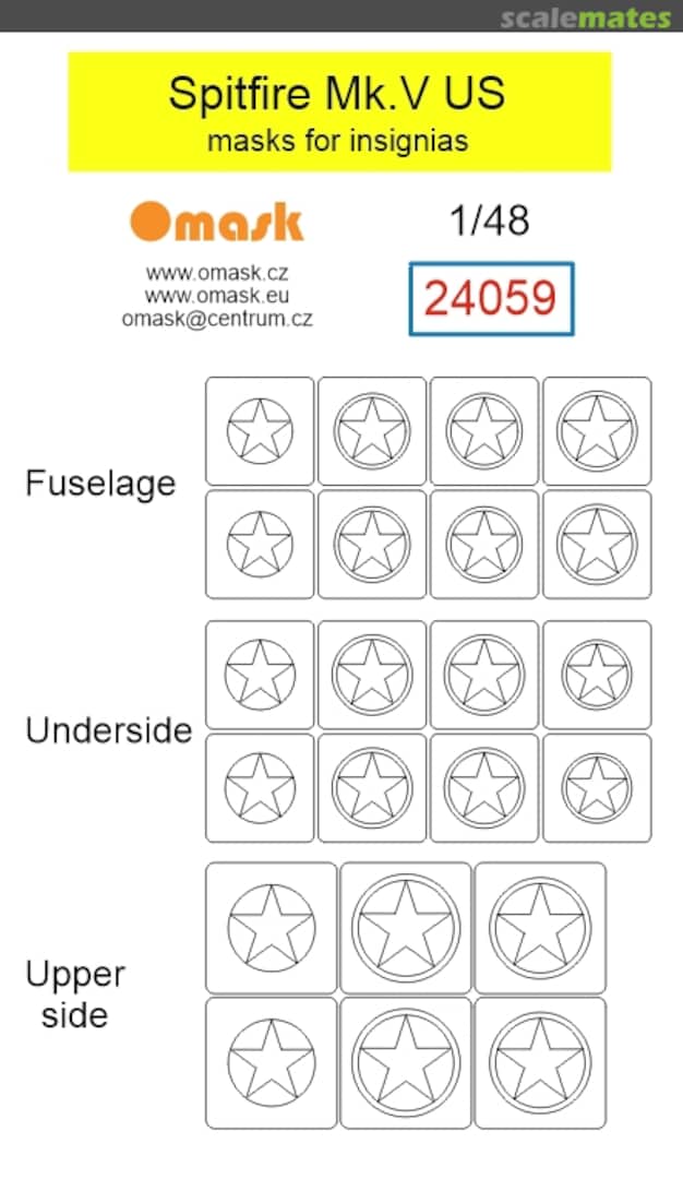 Boxart Supermarine Spitfire Mk.V - US Masks for Insignias 24059 Omask