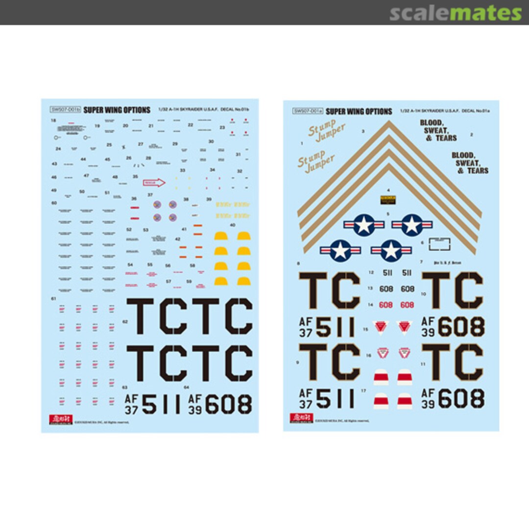 Boxart A-1J Air Force Type Marking Set 1 SWS07-D01 Zoukei-Mura