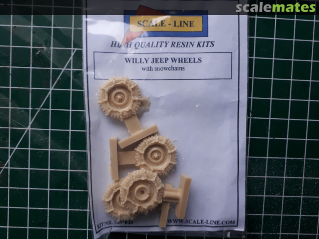 Boxart Willys jeep wheels with snowchains Scale Line Boxart Willys jeep wheels with snowchains Scale Line