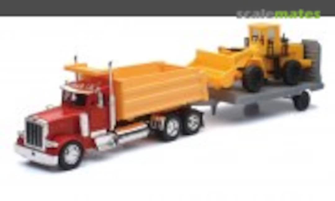 Peterbilt Dump Truck w/Flatbed Trailer &amp; Front End Loader (Die Cast) (NewRay 10673)
