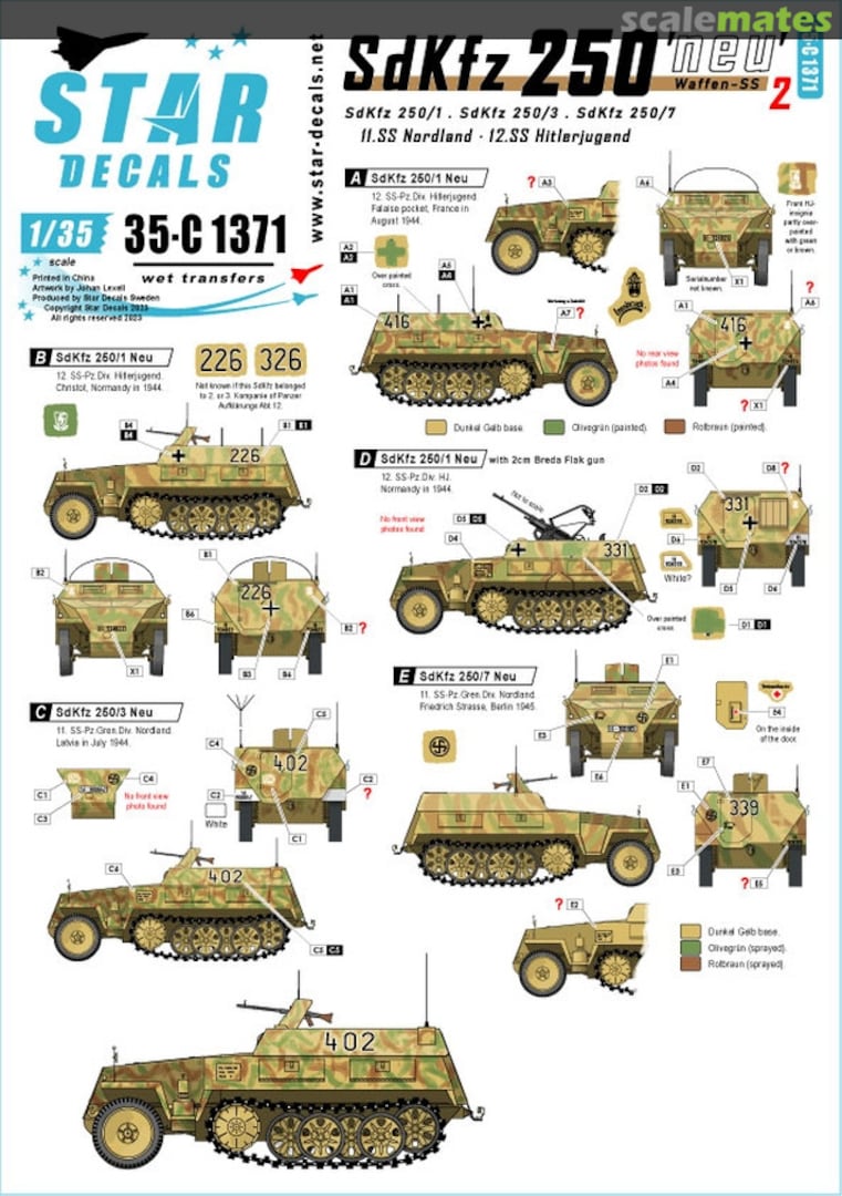 Boxart SdKfz 250 'neu' # 2 35-C1371 Star Decals Boxart SdKfz 250 'neu' # 2 35-C1371 Star Decals