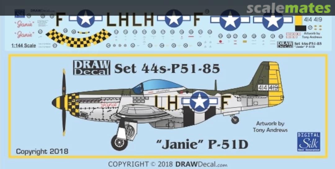 Boxart “Janie” P-51D 44-P51-85 Draw Decal Boxart “Janie” P-51D 44-P51-85 Draw Decal