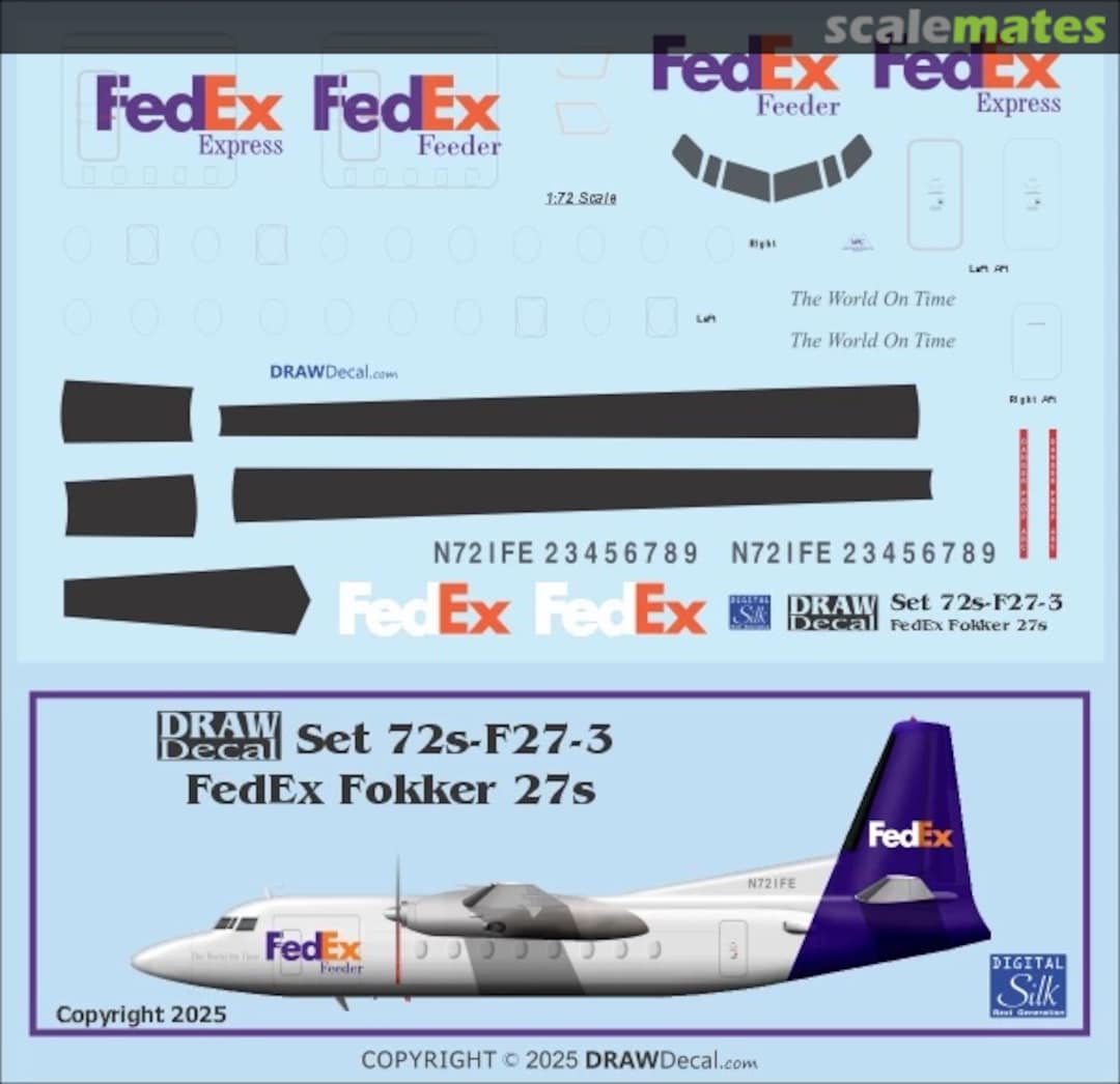 Boxart FedEx Fokker 27s 72-F27-3 Draw Decal Boxart FedEx Fokker 27s 72-F27-3 Draw Decal