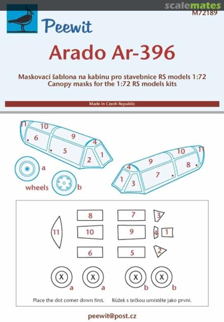 Boxart Arado Ar-396 Canopy Mask M72189 Peewit Boxart Arado Ar-396 Canopy Mask M72189 Peewit