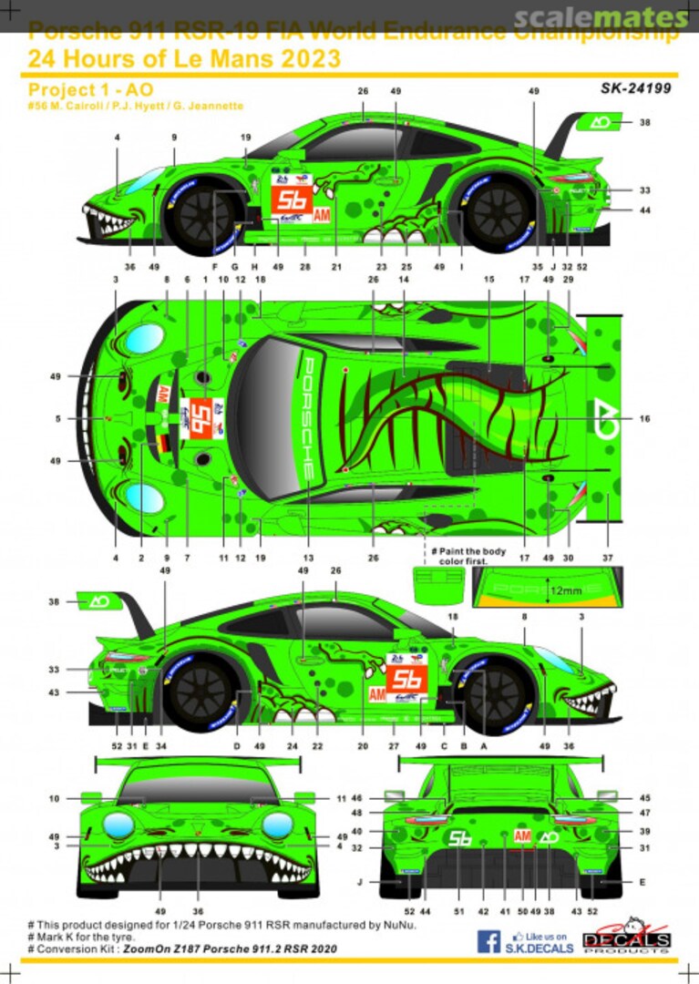 Boxart Porsche 911 RSR-19 FIA World Endurance Championship 24 Hours of Le Mans 2023 SK-24199 SK Decals Boxart Porsche 911 RSR-19 FIA World Endurance Championship 24 Hours of Le Mans 2023 SK-24199 SK Decals