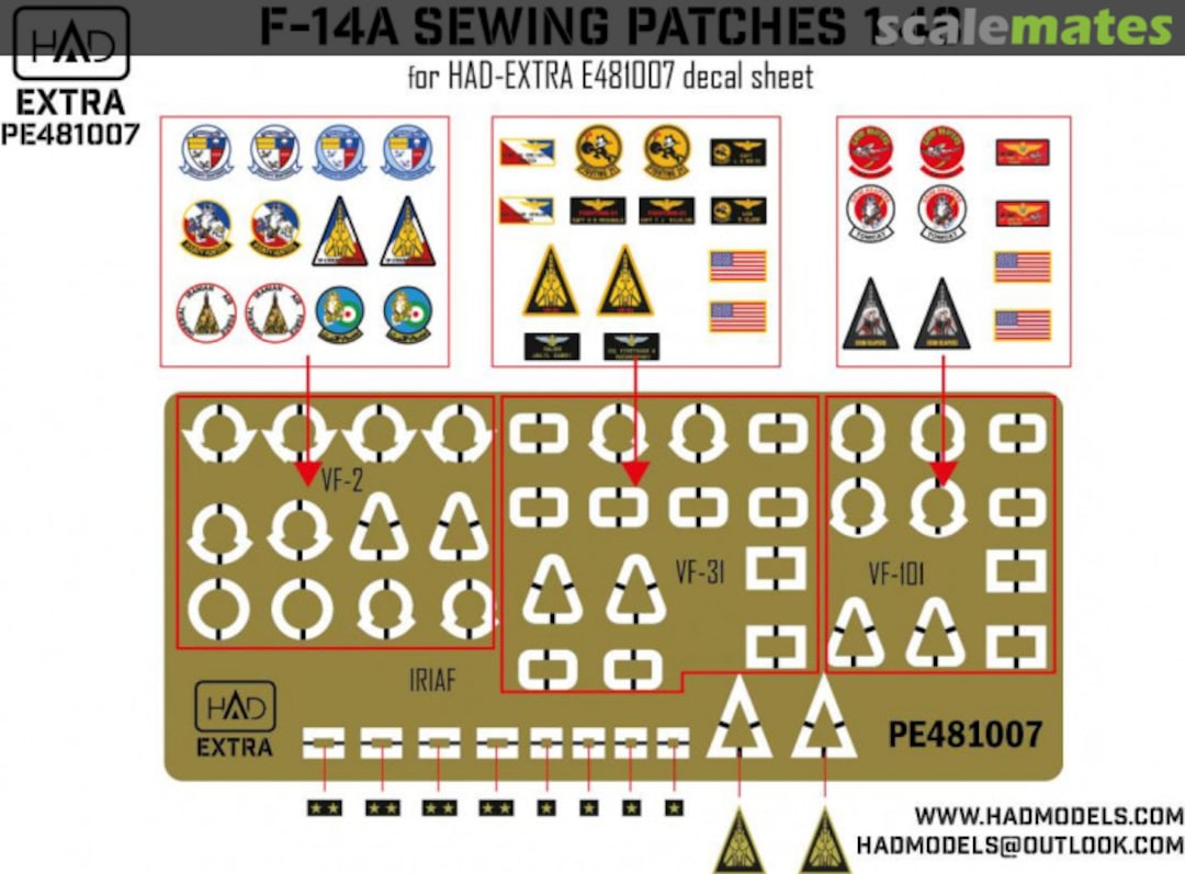 Boxart F-14A/D Sewing patches VF-2 VF-101 VF-31 - PE parts PE481007 HADmodels Boxart F-14A/D Sewing patches VF-2 VF-101 VF-31 - PE parts PE481007 HADmodels