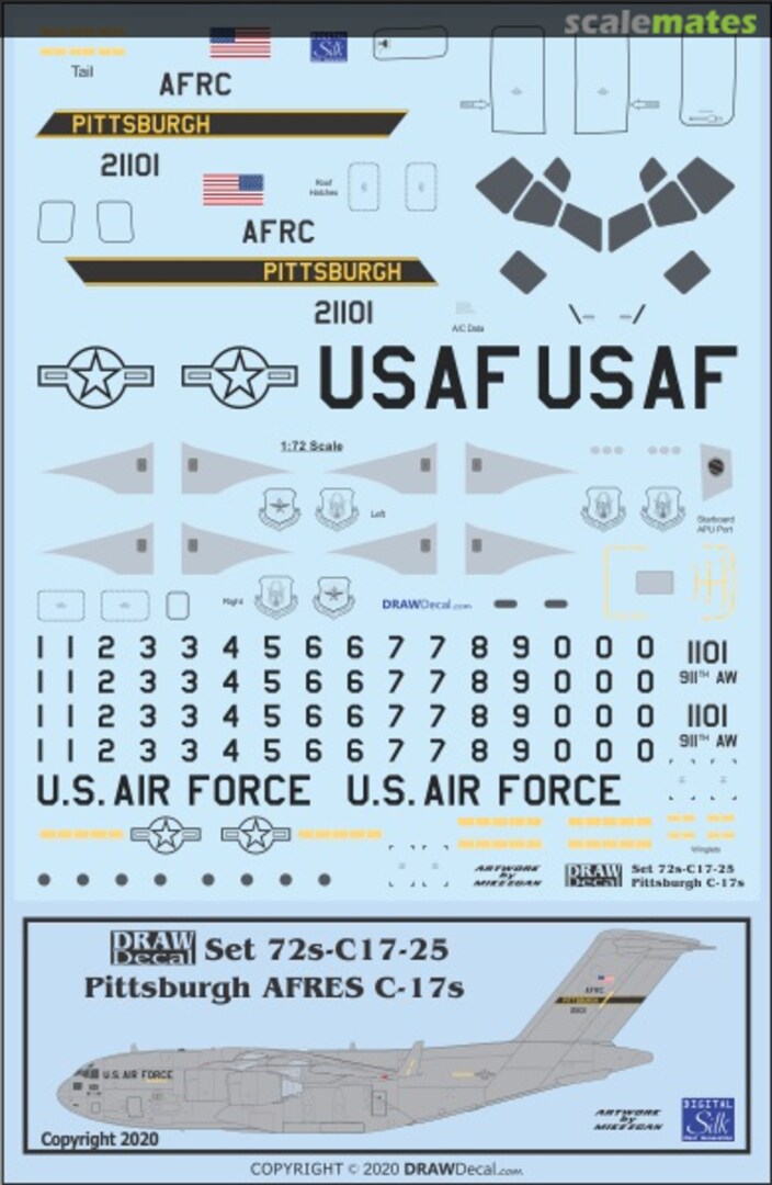 Boxart Pittsburgh AFRES C-17s 72s-C17-25 Draw Decal Boxart Pittsburgh AFRES C-17s 72s-C17-25 Draw Decal