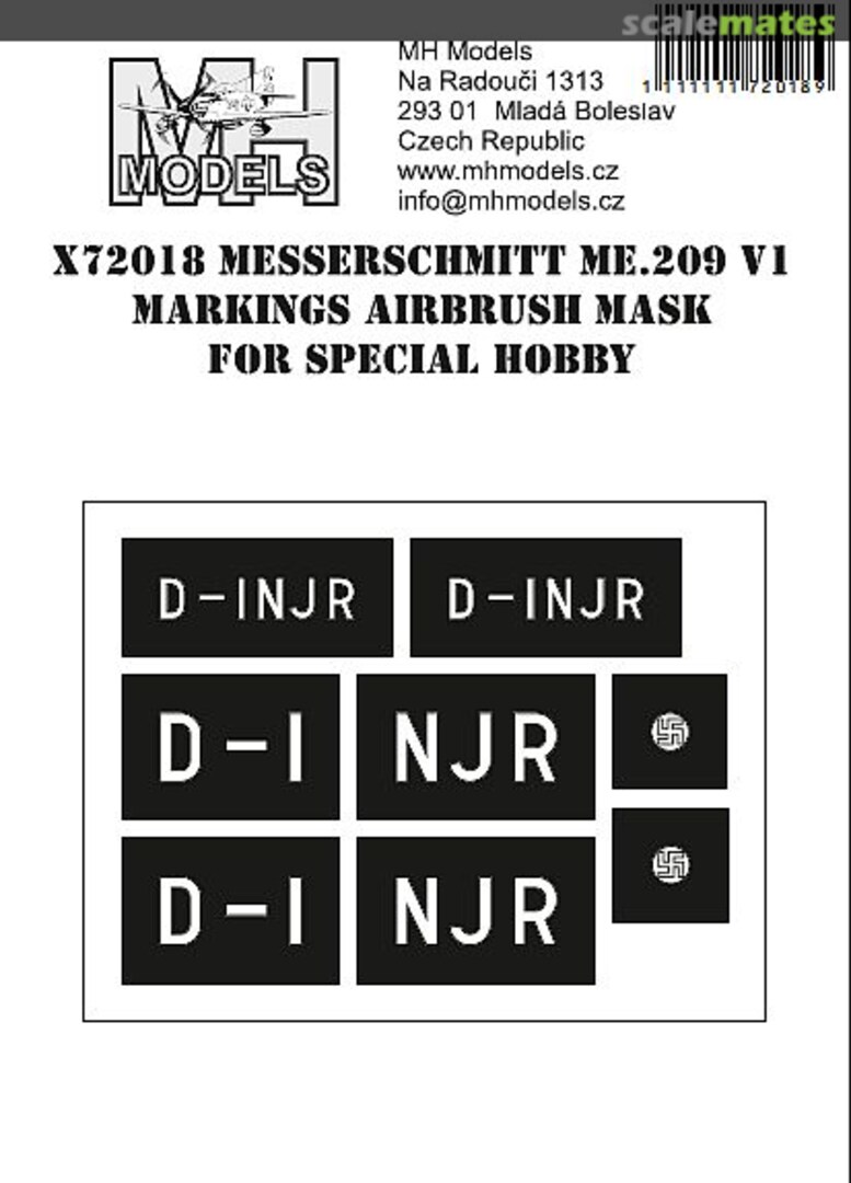 Boxart Messerschmitt Me.209 V1 Markings X72018 MH Models