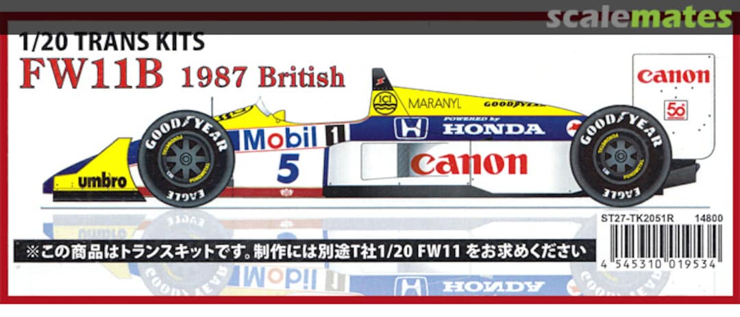 Boxart Williams FW11B British GP 1987 Trans Kit ST27-TK2051R Studio27 Boxart Williams FW11B British GP 1987 Trans Kit ST27-TK2051R Studio27