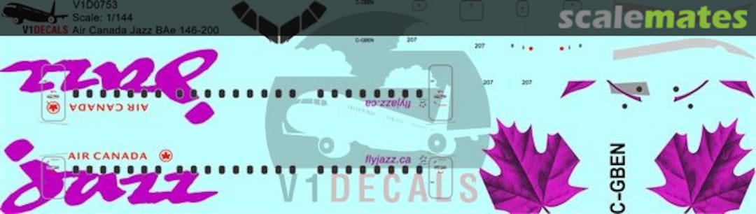Boxart Air Canada Jazz BAe Avro 146-200 - RJ-85 V1D0753-144 V1 Decals Boxart Air Canada Jazz BAe Avro 146-200 - RJ-85 V1D0753-144 V1 Decals