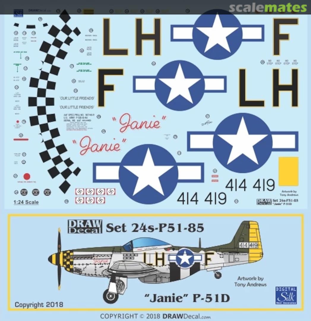 Boxart “Janie” P-51D 24-P51-85 Draw Decal