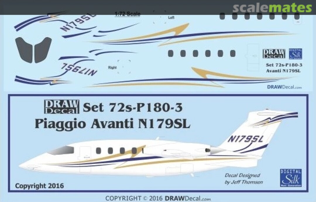Boxart Piaggio P.180 Avanti N179SL 72-P180-3 Draw Decal Boxart Piaggio P.180 Avanti N179SL 72-P180-3 Draw Decal