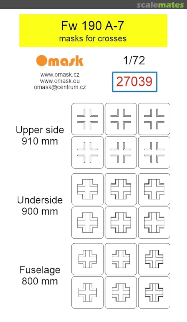 Boxart Focke Wulf Fw-190 A-7 - Masks for Crosses 27039 Omask Boxart Focke Wulf Fw-190 A-7 - Masks for Crosses 27039 Omask
