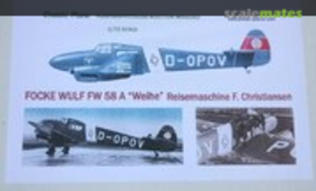 1:72 Focke Wulf Fw 58 A &quot;Weihe&quot; (Classic Plane )