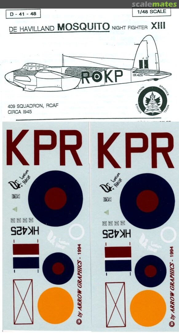 Boxart De Havilland Mosquito Night Fighter Mk XIII D-41-48 Arrow Graphics Boxart De Havilland Mosquito Night Fighter Mk XIII D-41-48 Arrow Graphics