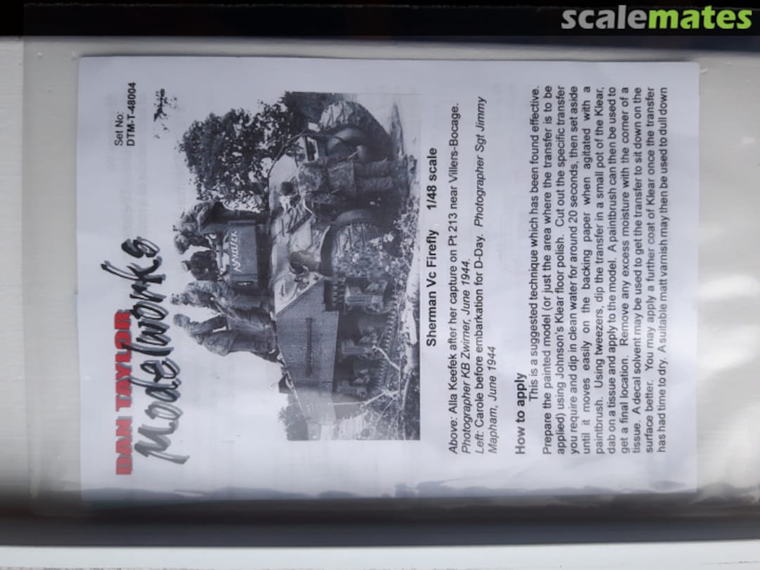 Boxart Sherman Vc Firefly DTM-T-48004 Dan Taylor Modelworks