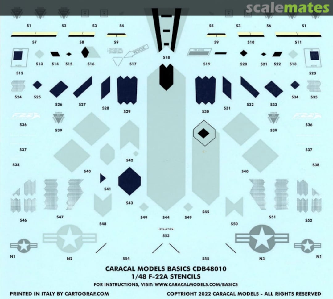 Boxart F-22A Stencils CDB48010 Caracal Models Boxart F-22A Stencils CDB48010 Caracal Models