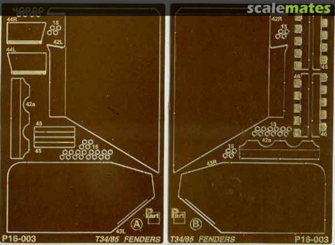 Boxart T-34/85 Fenders P16-003 Part Boxart T-34/85 Fenders P16-003 Part