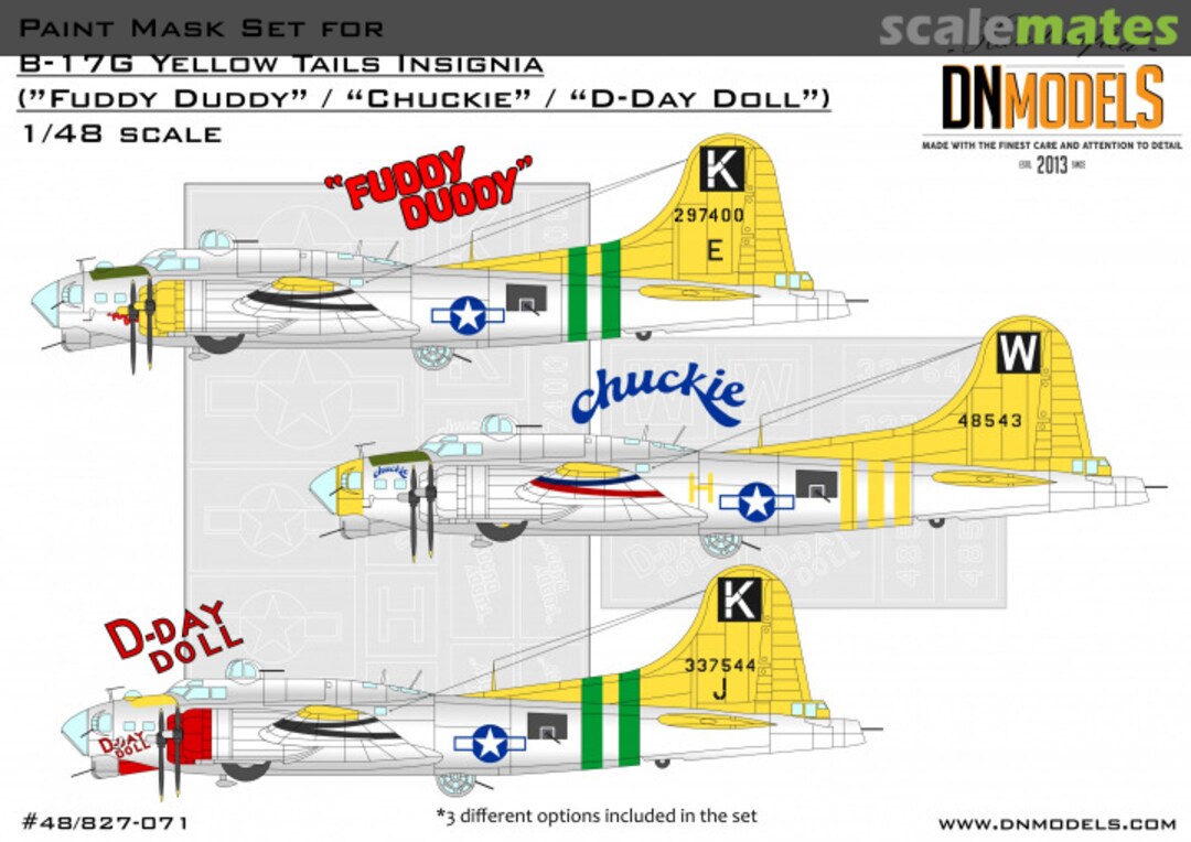 Boxart B-17G Flying Fortress Yellow Tails Insignia Paint Mask Set 48/827-071 DN Models Boxart B-17G Flying Fortress Yellow Tails Insignia Paint Mask Set 48/827-071 DN Models