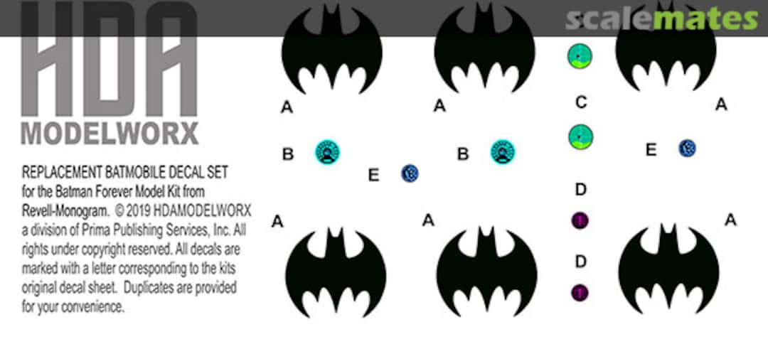 Boxart Replacement Batman Forever Batmobile Decals IN0567 HDA Modelworx Boxart Replacement Batman Forever Batmobile Decals IN0567 HDA Modelworx