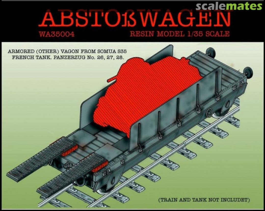 Boxart Abstoßwagen armored (other) wagon from SOMUA S35 French Tank Panzerzug No. 26, 27, 28. WA35004 Artillery models Boxart Abstoßwagen armored (other) wagon from SOMUA S35 French Tank Panzerzug No. 26, 27, 28. WA35004 Artillery models