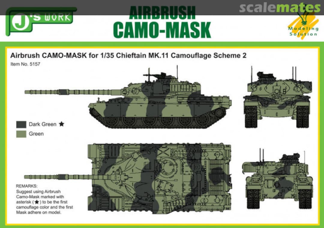 Boxart Airbrush CAMO-MASK for Chieftain Mk.11 Scheme 2 PPA5157 J's Work