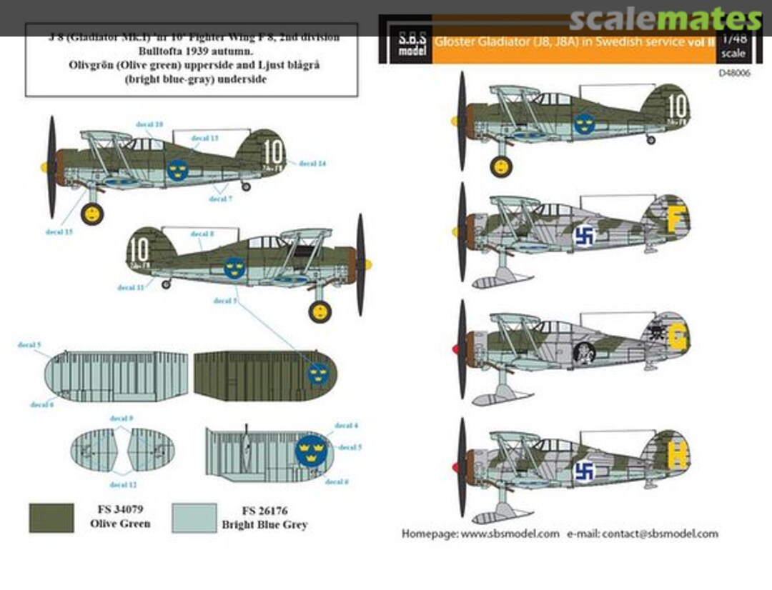 Boxart Gloster Gladiator in Swedish Service Vol II. D48006 SBS Model Boxart Gloster Gladiator in Swedish Service Vol II. D48006 SBS Model