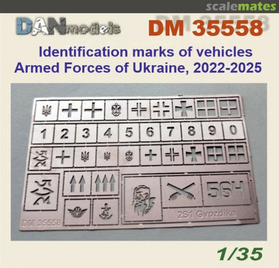 Boxart Stencils for identification marks of Armed forces of Ukraine vehicles 2022-2025 DM35558 DANmodels Boxart Stencils for identification marks of Armed forces of Ukraine vehicles 2022-2025 DM35558 DANmodels