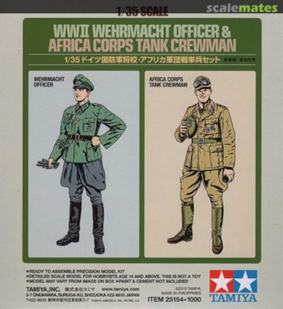Boxart WWII Wehrmacht Officer & Africa Corps Tank Crewman (2-Figure Set) 25154 Tamiya