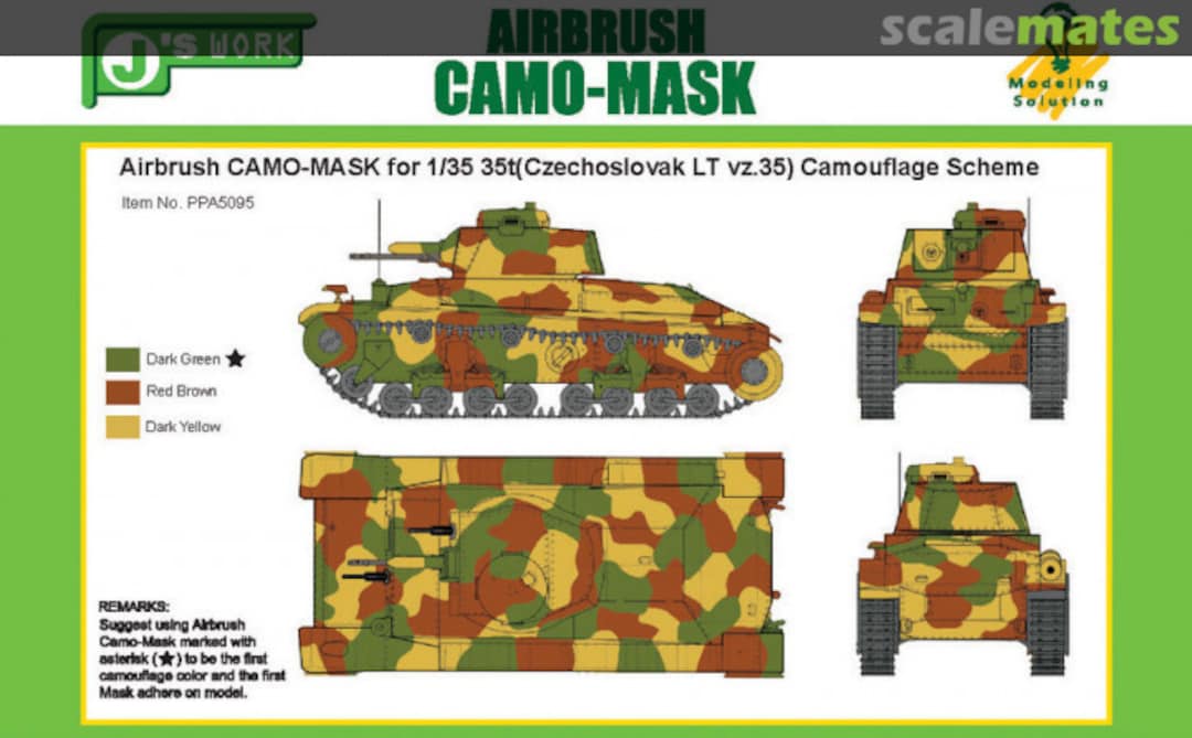 Boxart CAMO-MASK for 35t (Czechoslovak LT vz.35) Camouflage Scheme PPA5095 J's Work