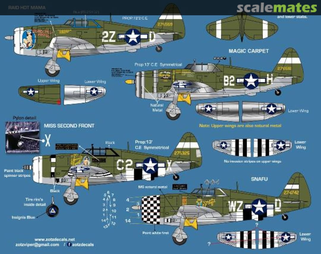 Boxart Decals P-47D Thunderbolt "Silverscreen Jugs" 24001 Zotz Decals Boxart Decals P-47D Thunderbolt "Silverscreen Jugs" 24001 Zotz Decals