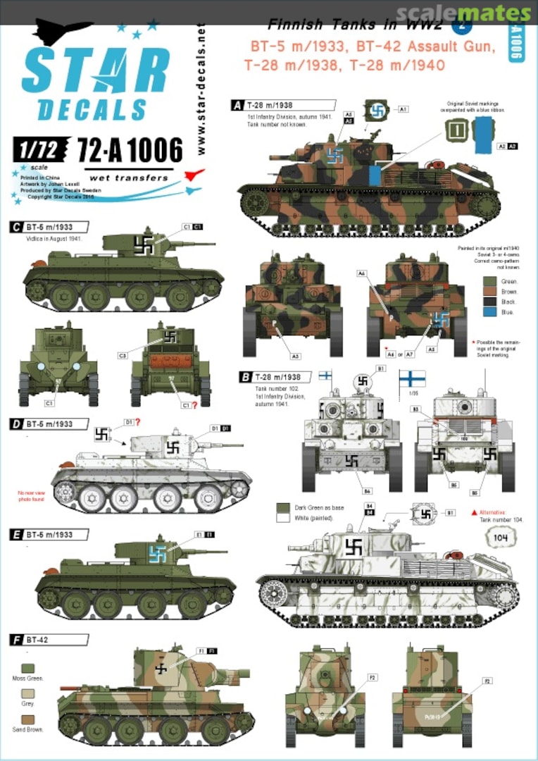 Boxart Finnish Tanks in WW2 # 2 72-A1006 Star Decals Boxart Finnish Tanks in WW2 # 2 72-A1006 Star Decals