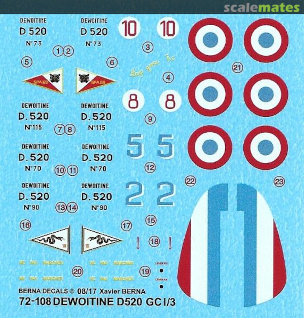 Boxart Dewoitine D 520 GC I/3 BD 72-108 Berna Decals Boxart Dewoitine D 520 GC I/3 BD 72-108 Berna Decals