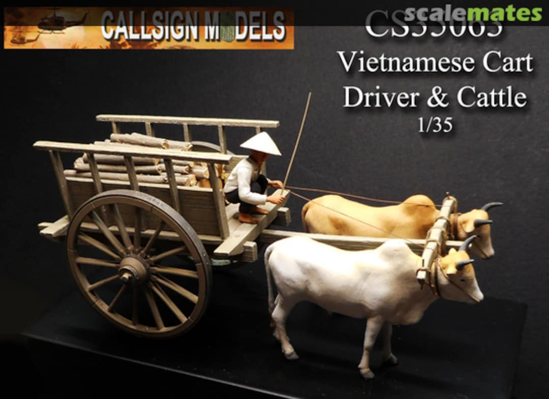 Boxart Vietnamese Cart, Driver and Cattle (2) CS35063 Callsign Models