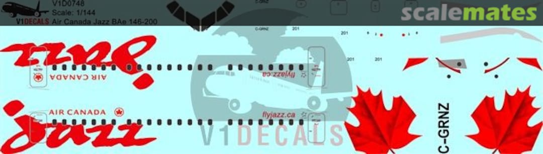 Boxart Air Canada Jazz BAe Avro 146-200 - RJ-85 V1D0748-144 V1 Decals Boxart Air Canada Jazz BAe Avro 146-200 - RJ-85 V1D0748-144 V1 Decals