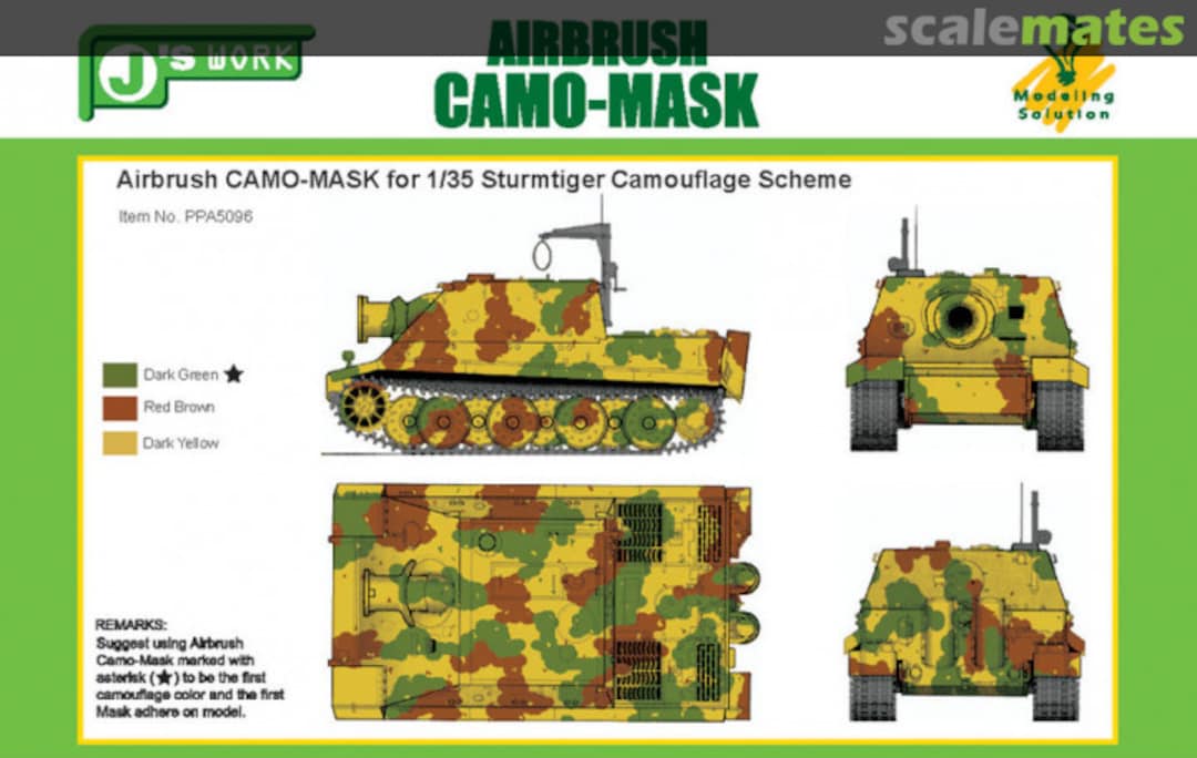 Boxart Airbrush CAMO-MASK for Sturmtiger Camouflage Scheme PPA5096 J's Work Boxart Airbrush CAMO-MASK for Sturmtiger Camouflage Scheme PPA5096 J's Work