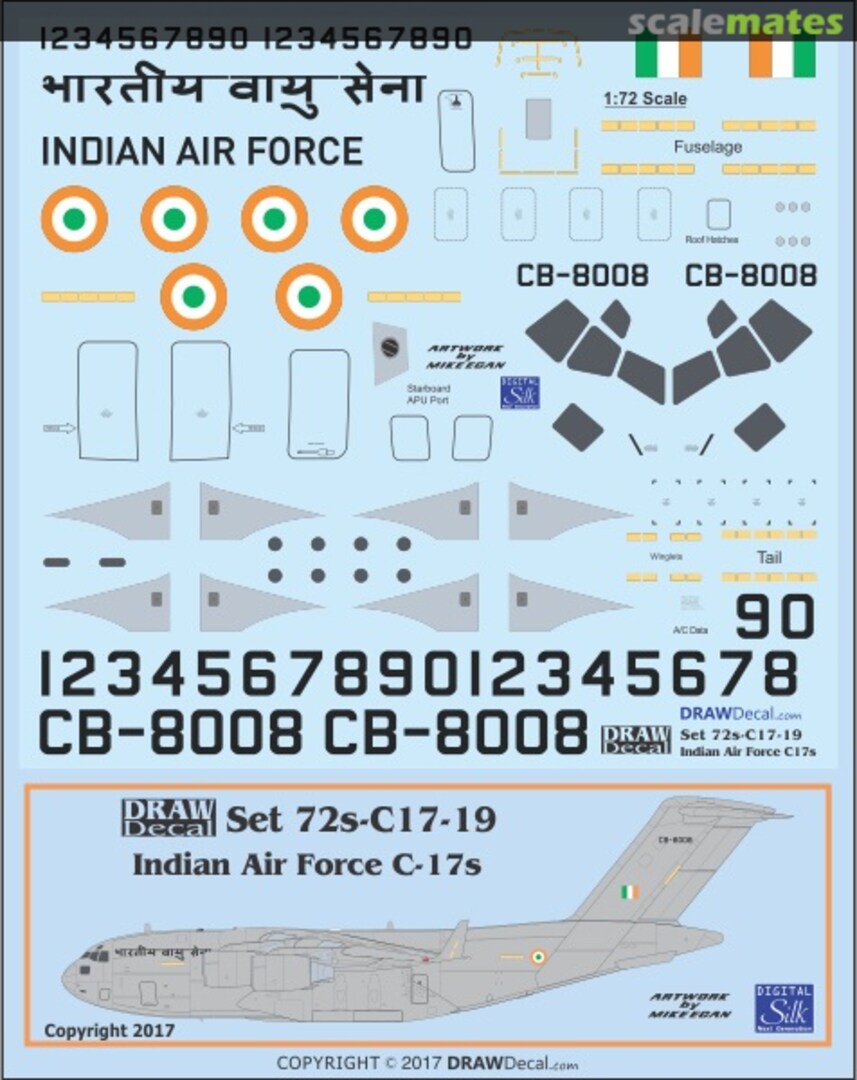Boxart Indian Air Force C-17s 72s-C17-19 Draw Decal