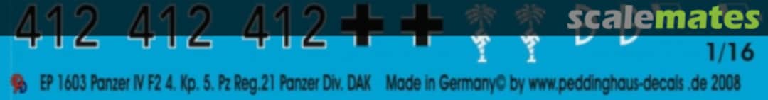 Boxart Panzer IV F2 4. Kompanie 5 Pz. Reg. 21. Panzer Div DAK EP 1603 Peddinghaus-Decals Boxart Panzer IV F2 4. Kompanie 5 Pz. Reg. 21. Panzer Div DAK EP 1603 Peddinghaus-Decals