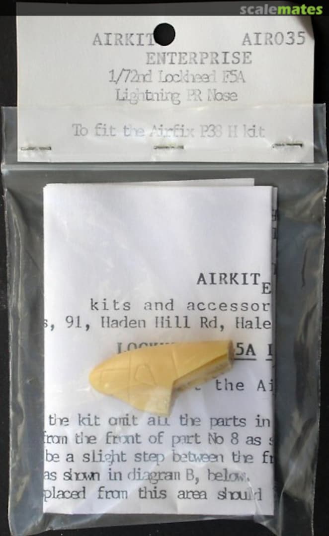 Boxart Lockheed F-5A Lightning AIR035 Airkit Enterprise Boxart Lockheed F-5A Lightning AIR035 Airkit Enterprise