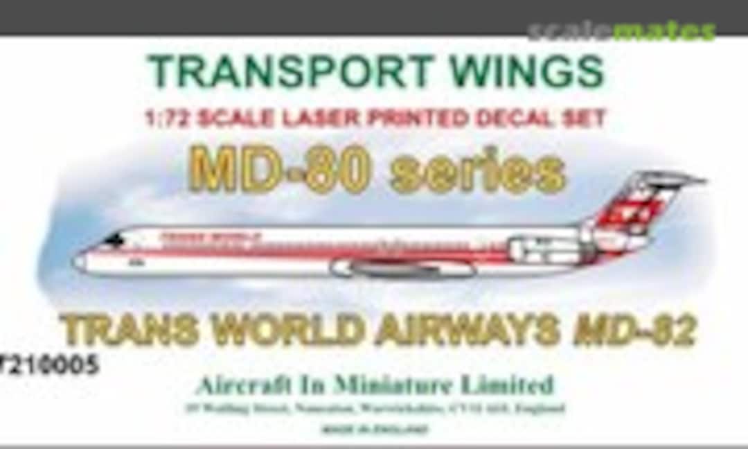 1:72 McDonnell-Douglas MD-80 decal set 'Trans World Airways MD 82. (Aircraft In Miniature Ltd TWL7210005) TWL7210005