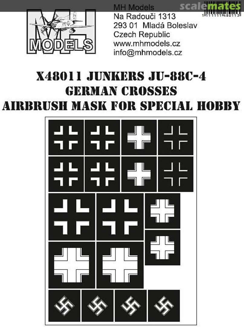 Boxart Junkers Ju-88C-4 German Crosses Airbrush Mask X48011 MH Models Boxart Junkers Ju-88C-4 German Crosses Airbrush Mask X48011 MH Models